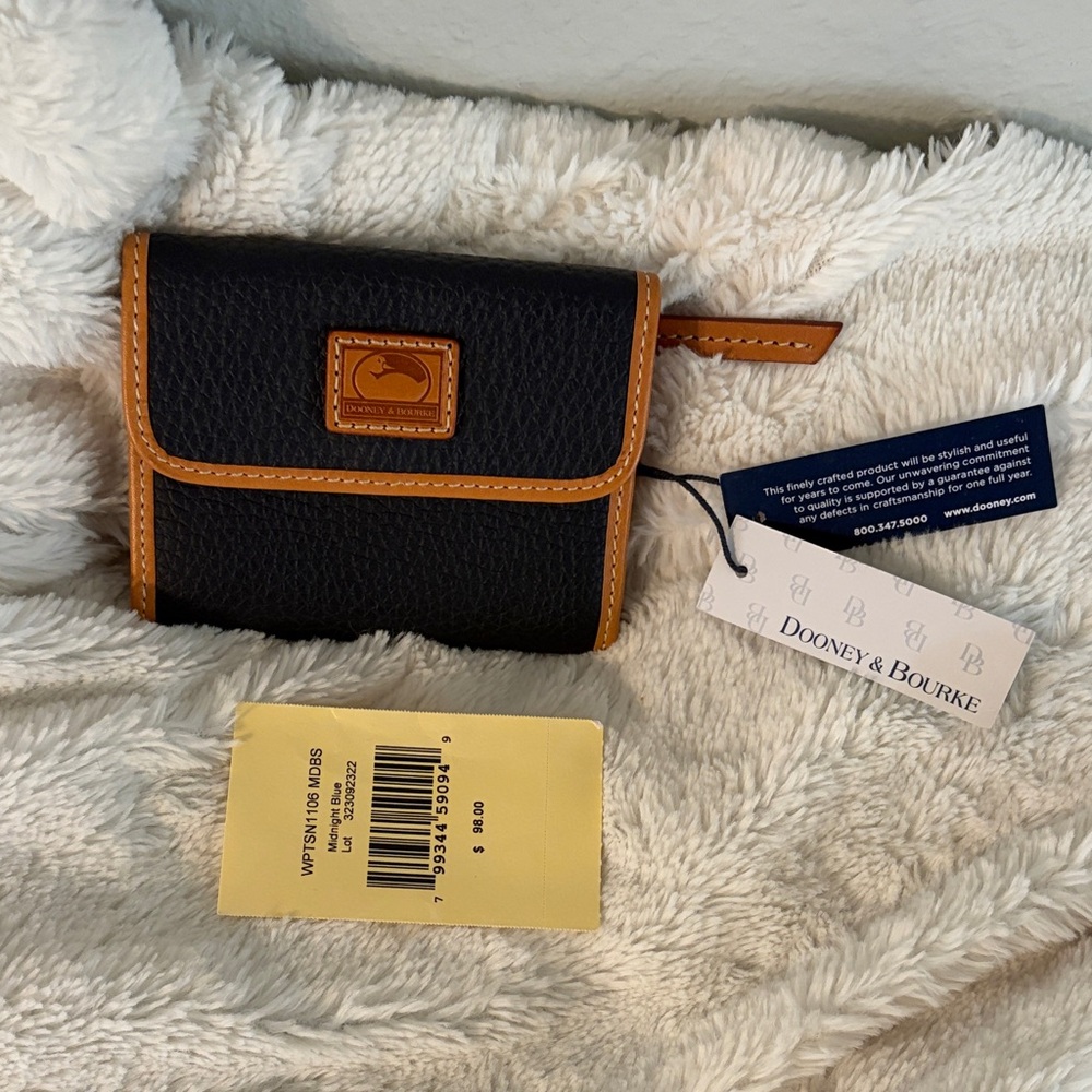 Dooney & Bourke Midnight Blue Wallet with Brown Accents
